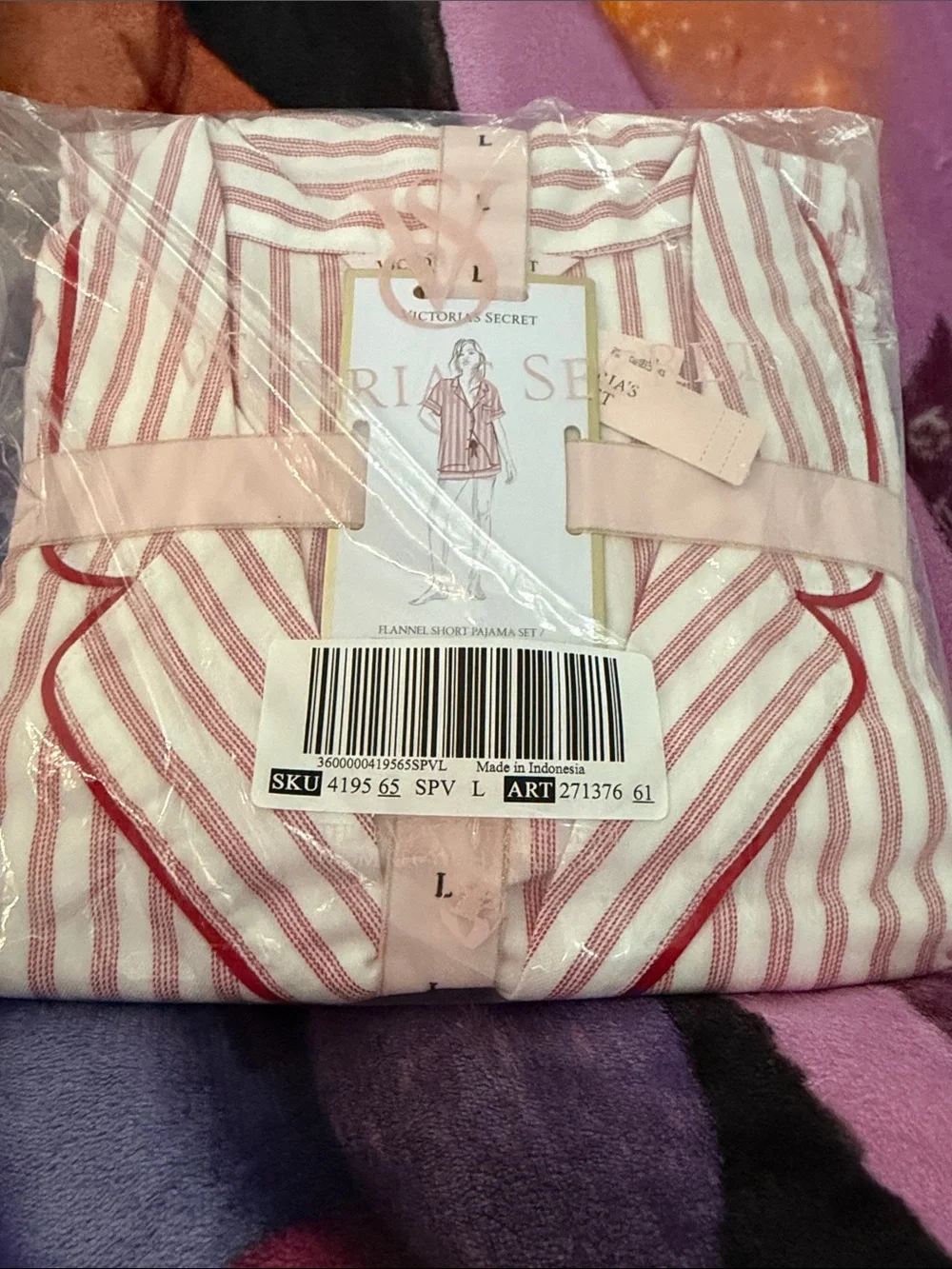 Victoria's Secret Pink and Red Striped Short Pajama Set